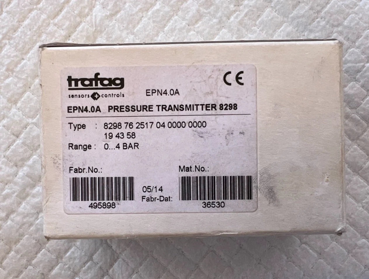 TRAFAG EPN4.0A 8298.76.2517 Pressure Transmitter 0...4 bar 9...32V DC